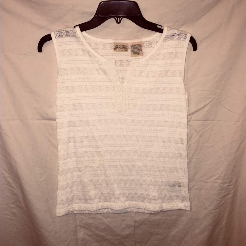Lace Textured White Blouse.
